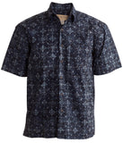 Andorra Skies Blue print. Blue Hawaiian Batik Shirt, Men's Button Down Shirt Style.