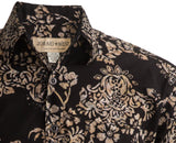 Johari West, Short Sleeve, Black and Gold Batik Hawaiian Shirt, Button Down Men's Shirt