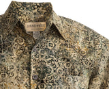 Johari West, Short Sleeve, Olive Batik Hawaiian Shirt, Button Down Men's Shirt