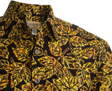 Johari West, Short Sleeve, Gold and Black Batik Hawaiian Shirt, Button Down Men's Shirt