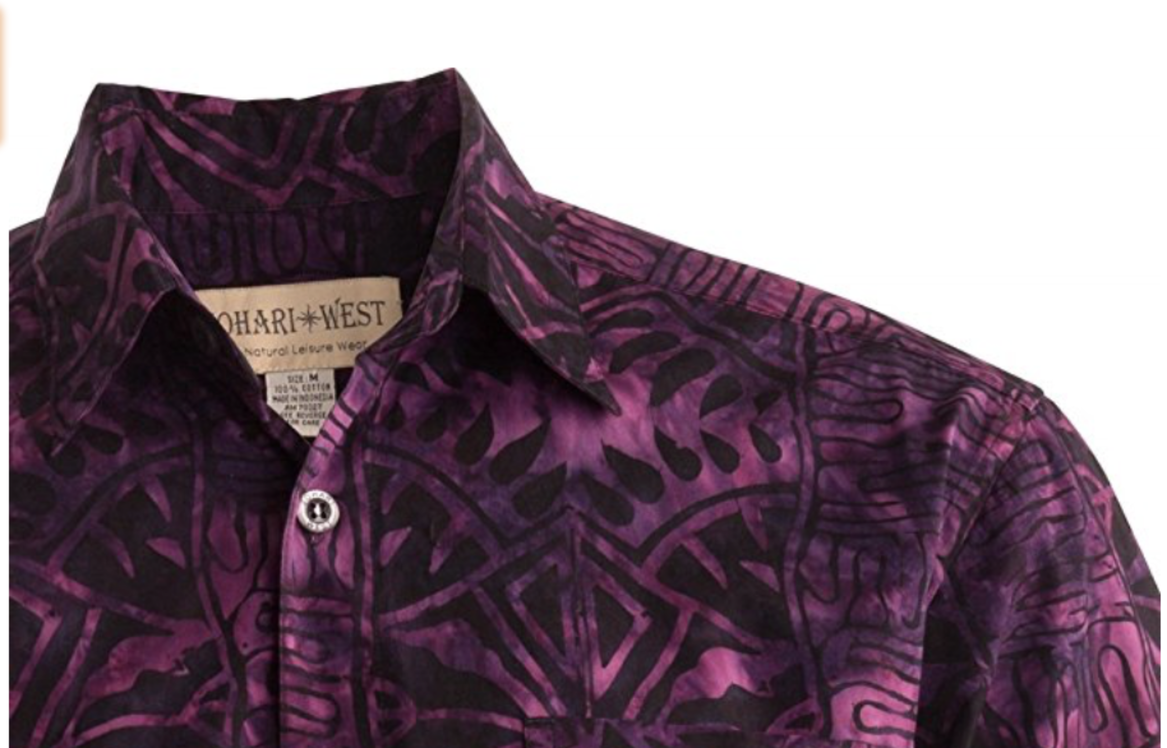 Johari West Purple Dusk Hawaiian Batik Shirt – Hand-Printed 100% Cotton Tropical Shirt - View #12