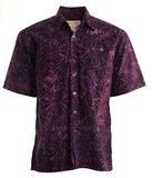 Johari West, Short Sleeve, Purple and Black Batik Hawaiian Shirt, Button Down Men's Shirt