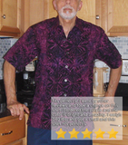 Johari West, Short Sleeve, Purple and Black Batik Hawaiian Shirt, Button Down Men's Shirt