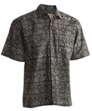 Johari West, Short Sleeve, Green Batik Hawaiian Shirt, Button Down Men's Shirt