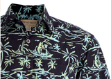 Johari West, Short Sleeve, Blue and Black Batik Hawaiian Shirt, Button Down Men's Shirt