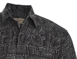 Johari West, Short Sleeve, Green and Black Batik Hawaiian Shirt, Button Down Men's Shirt