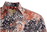 Johari West, Short Sleeve, Orange and Blue Batik Hawaiian Shirt, Button Down Men's Shirt