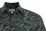 Johari West, Short Sleeve, Green and Black Batik Hawaiian Shirt, Button Down Men's Shirt