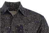 Johari West, Long Sleeve, Olive Batik Hawaiian Shirt, Button Down Men's Shirt