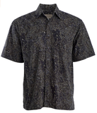 Johari West, Long Sleeve, Olive Batik Hawaiian Shirt, Button Down Men's Shirt