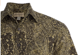 Johari West, Short Sleeve, Yellow Batik Hawaiian Shirt, Button Down Men's Shirt