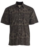 Johari West, Short Sleeve, Green and Black Batik Hawaiian Shirt, Button Down Men's Shirt