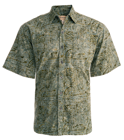 Hawaiian Shirt, Button Down Men's Shirt, Short Sleeved, olive shirt, green shirt