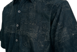 Johari West, Short Sleeve, Black Batik Hawaiian Shirt, Button Down Men's Shirt