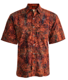 Johari West, Short Sleeve, Amber Batik Hawaiian Shirt, Button Down Men's Shirt