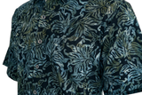 Autumn Gold (1450-Black) - Johari West Green/Blue and Black, Short Sleeve Batik Hawaiian Shirt, Button Down Men's Shirt