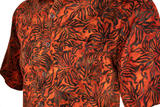 Autumn Gold (1454-Amber) - Johari West, Short Sleeve, Orange and Black Batik Hawaiian Shirt, Button Down Men's Shirt