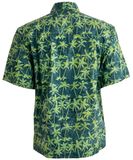 Johari West, Short Sleeve, Green Batik Hawaiian Shirt, Button Down Men's Shirt