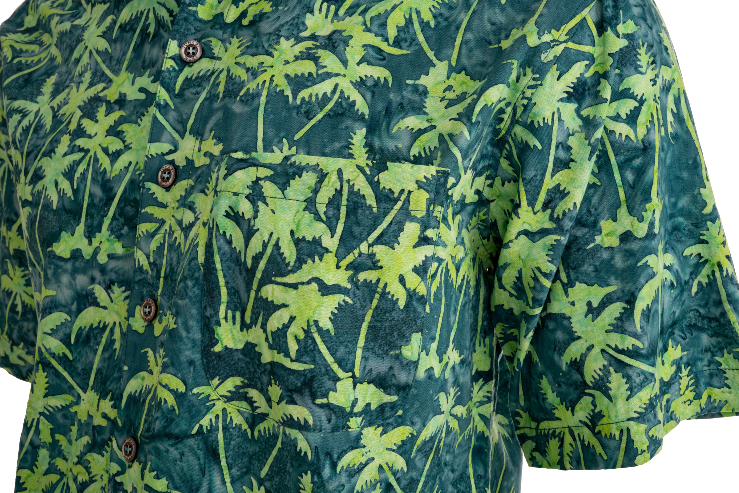 Dorado Stop Hawaiian Cotton Batik Shirt By Johari West - Hand-Printed, 100% Indonesian Cotton