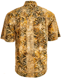Johari West, Short Sleeve, Yellow Batik Hawaiian Shirt, Button Down Men's Shirt