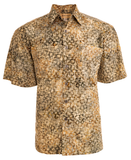 Johari West, Short Sleeve, Sand Batik Hawaiian Shirt, Button Down Men's Shirt
