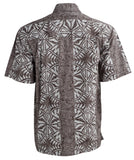 Johari West, Short Sleeve, White and Gray Batik Hawaiian Shirt, Button Down Men's Shirt