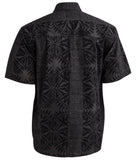 Geometric Forest (1422-Slate) - Johari West Green and Black Batik Hawaiian Shirt, Button Down Men's Shirt