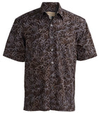 Johari West, Short Sleeve, Gray Batik Hawaiian Shirt, Button Down Men's Shirt