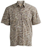 Johari West, Short Sleeve, Gray Batik Hawaiian Shirt, Button Down Men's Shirt