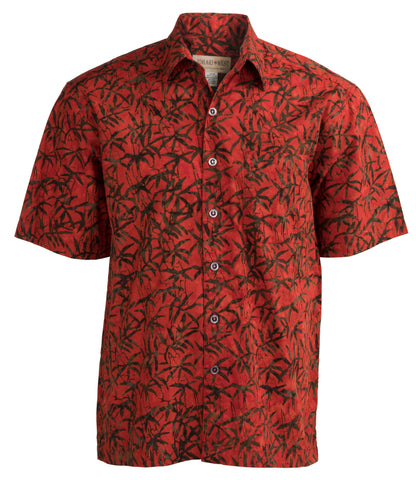 Johari West, Short Sleeve, Red Batik Hawaiian Shirt, Button Down Men's Shirt