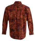 Johari West, Long Sleeve, Orange Batik Hawaiian Shirt, Button Down Men's Shirt