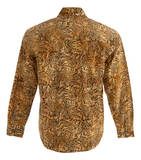 Johari West, Long Sleeve, Gold Batik Hawaiian Shirt, Button Down Men's Shirt