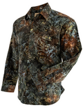 Johari West, Long Sleeve, Brown and Floral Batik Hawaiian Shirt, Button Down Men's Shirt