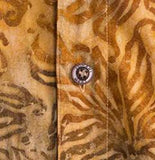 Johari West, Short Sleeve, Gold Batik Hawaiian Shirt, Button Down Men's Shirt
