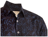 Johari West, Short Sleeve, Blue and Black Batik Hawaiian Shirt, Button Down Men's Shirt