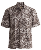 Johari West, Short Sleeve, Gray and White Batik Hawaiian Shirt, Button Down Men's Shirt