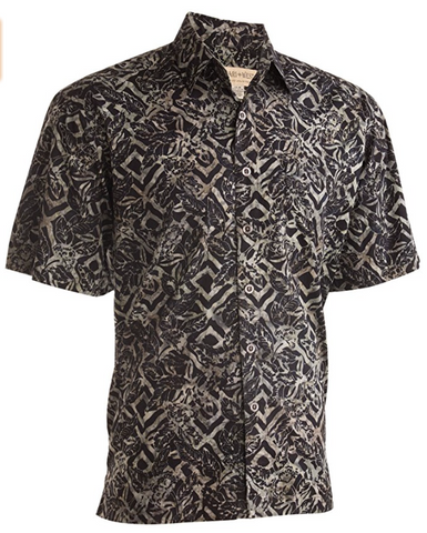 Jazzy Jungle (1382-Black) - Johari West Men's Hawaiian Button down shirt