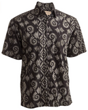 Johari West, Short Sleeve, Black and Gray Batik Hawaiian Shirt, Button Down Men's Shirt