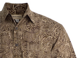 Johari West, Short Sleeve, Brown Batik Hawaiian Shirt, Button Down Men's Shirt
