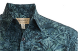 Johari West, Short Sleeve, Green Batik Hawaiian Shirt, Button Down Men's Shirt