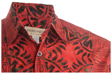 Johari West, Short Sleeve, Red and Black Batik Hawaiian Shirt, Button Down Men's Shirt