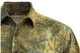 Johari West, Short Sleeve, Green and Yellow Batik Hawaiian Shirt, Button Down Men's Shirt
