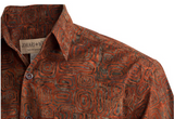 Johari West, Short Sleeve, Orange Batik Hawaiian Shirt, Button Down Men's Shirt