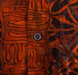 Johari West, Short Sleeve, Orange and Black Batik Hawaiian Shirt, Button Down Men's Shirt