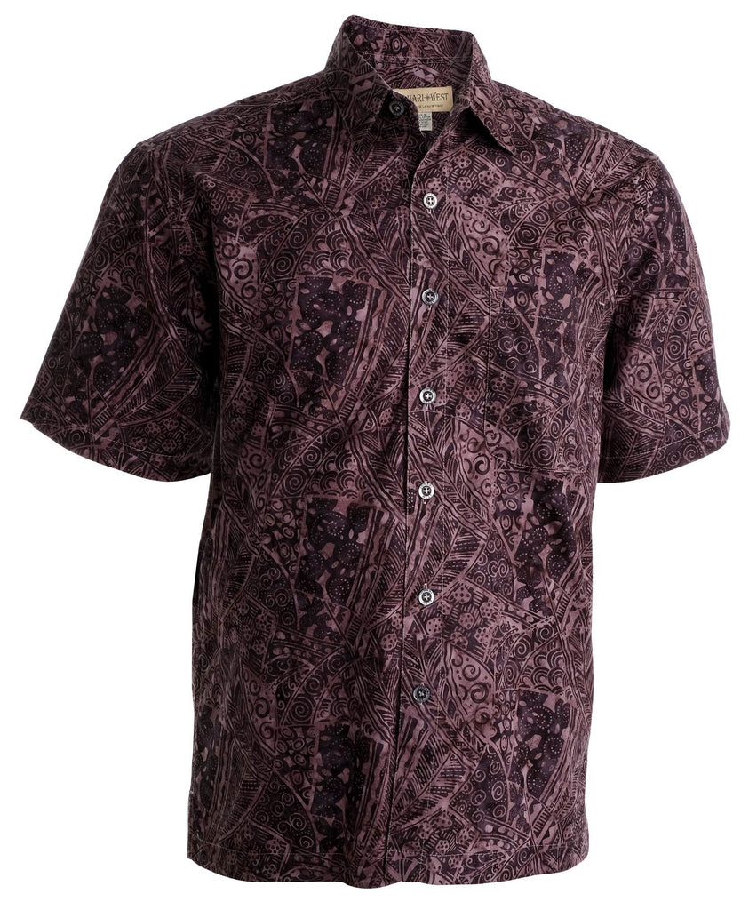 Coral Cascade (1405-Grape) - Johari West Men's Hawaiian Button down shirt