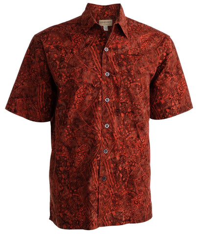 Coral Cascade (1404-Red) - Johari West Men's Hawaiian Button down shirt
