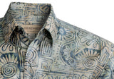 Johari West, Short Sleeve, Gray Batik Hawaiian Shirt, Button Down Men's Shirt